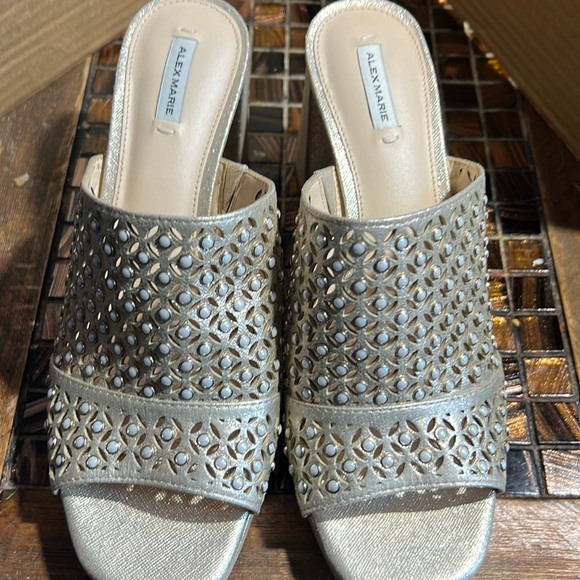 Alex Marie clog mules open toe gold shoes - Picture 1 of 7